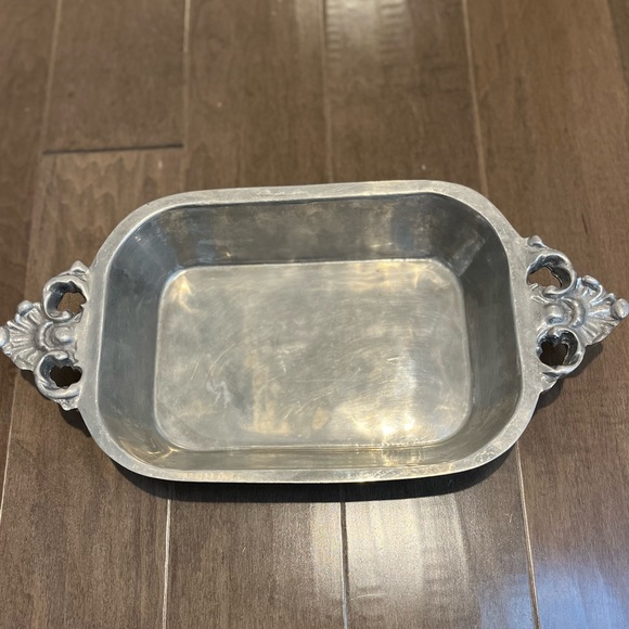 Vintage Pewter Serving Tray Ann Kary, Mexico, Rustic Dish, 1990's Decor - Picture 6 of 7